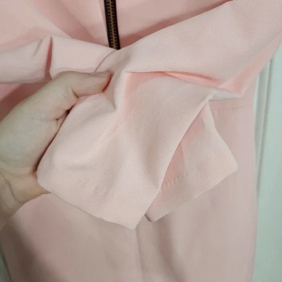 House of CB Womens Dress Dominique Baby Pink Full Zip Deep V Neck Bodycon Sz XS - Picture 8 of 12